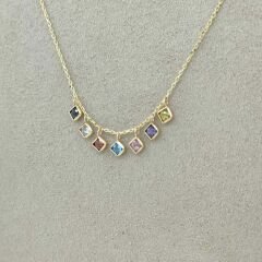 7 Renkli Kare Taşlı Kolye – KLY0870