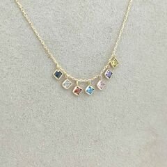 7 Renkli Kare Taşlı Kolye – KLY0870