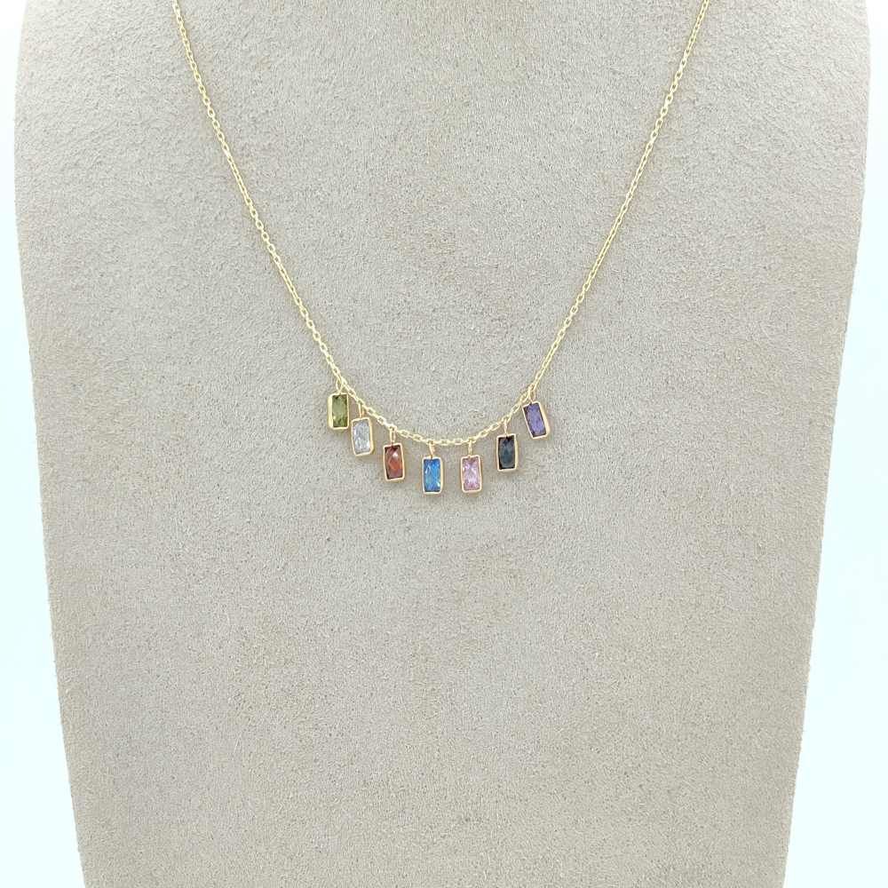 7 Renkli Zümrüt Kesim Taşlı Kolye – KLY0872