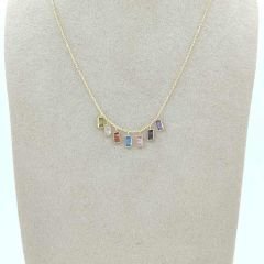 7 Renkli Zümrüt Kesim Taşlı Kolye – KLY0872