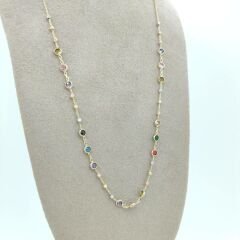 Renkli Yuvarlak Taşlı Kolye – KLY0871