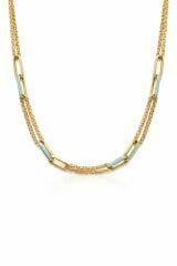 Çift Zincirli Mineli Ataç Kolye - KLY1004