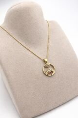 Pembe Taşlı Göz Kolye Ucu - KLY0767