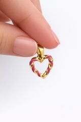 Pembe Mineli Kalp Kolye Ucu - KLY0763