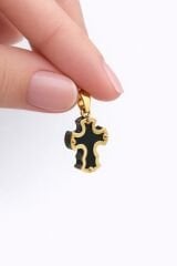 Altın Oniks Haç Kolye Ucu - KLY0806