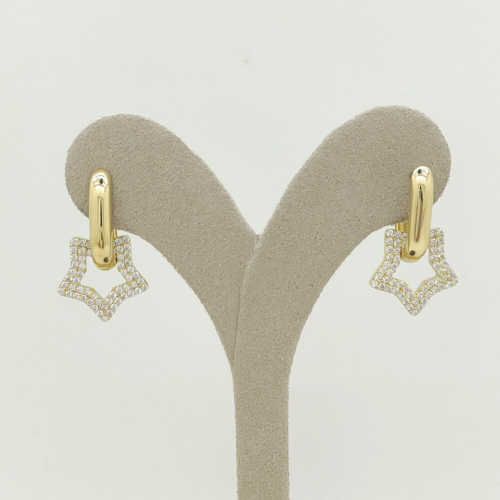 Taşlı Yıldız Oval Halka Küpe - KP00702