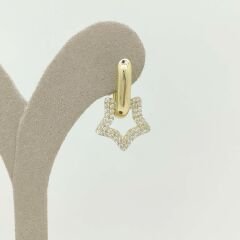 Taşlı Yıldız Oval Halka Küpe - KP00702