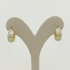 Çift Renk Taşlı Halka Küpe - KP00699