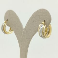 Çift Renk Taşlı Halka Küpe - KP00699