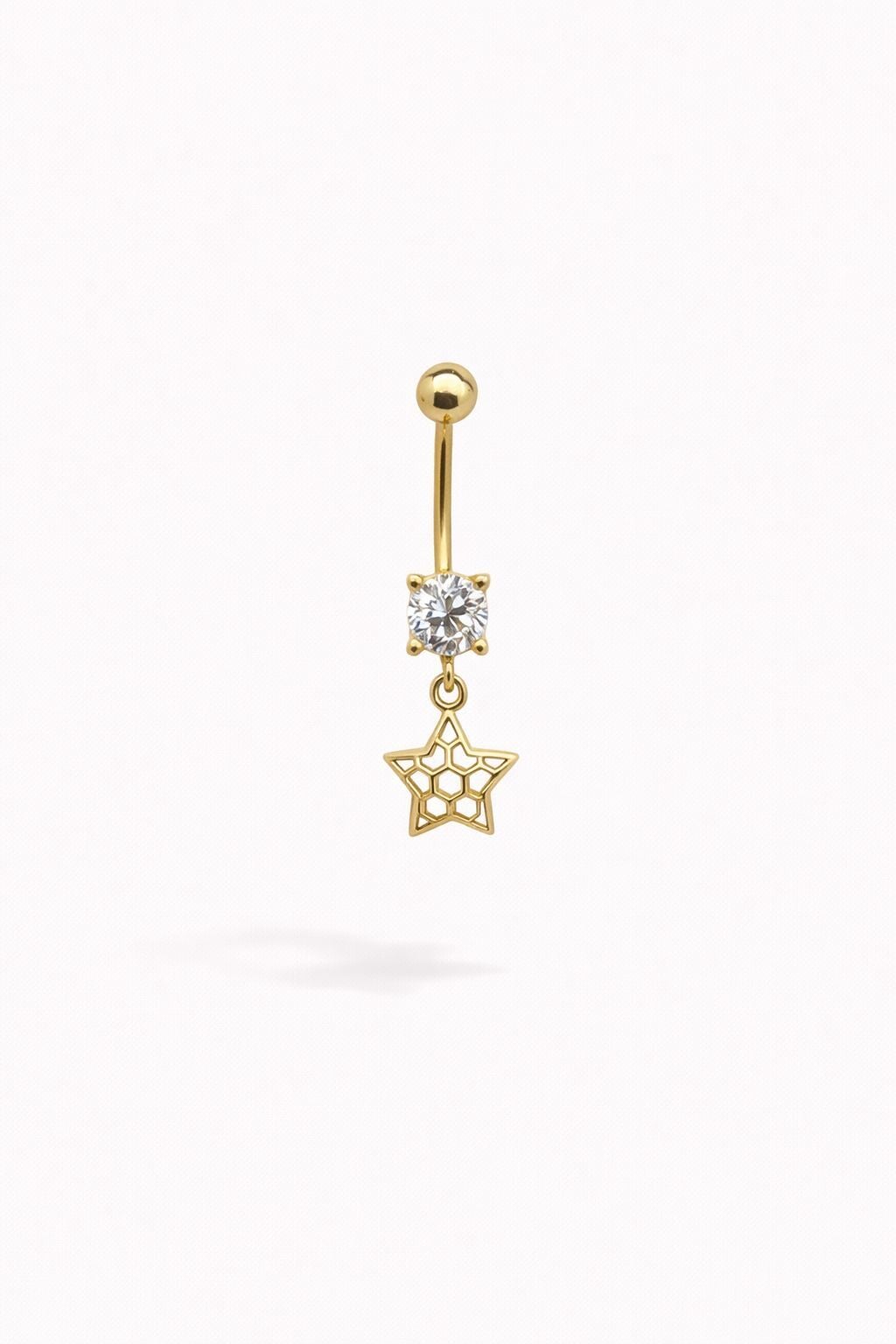 Yıldız Sallantılı Taşlı Göbek Piercing - KP00592