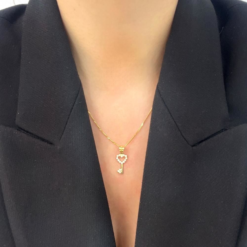 Taşlı Kalp Anahtar Kolye Ucu – KLU0392