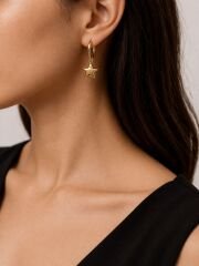 Yıldız Sallantılı Halka Küpe - KP00628