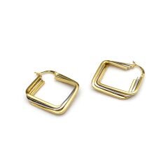 Üç Boyutlu Çift Renk Kare Form Küpe - KP00691