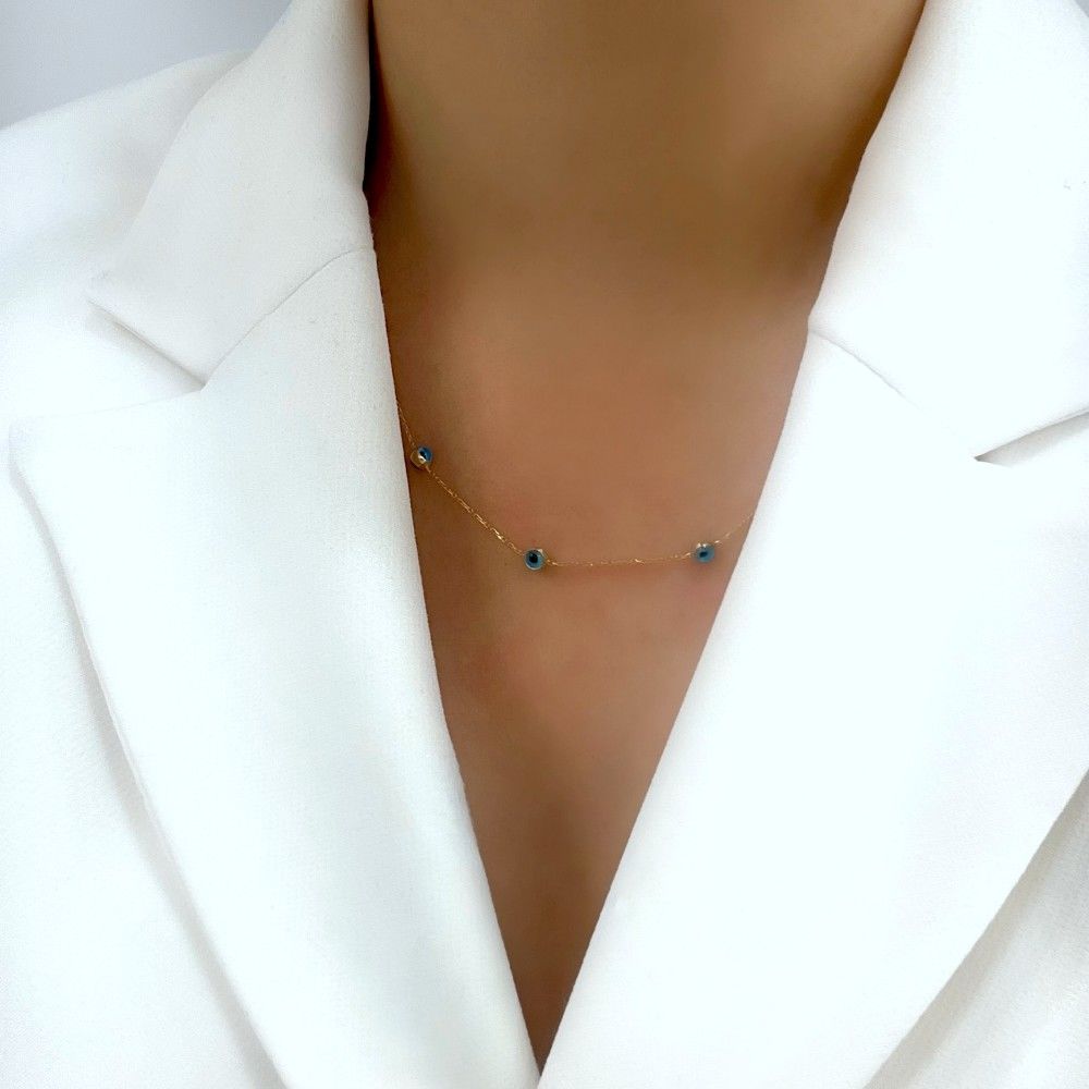 Nazar Boncuklu İnce Zincir Kolye - ZNC0159