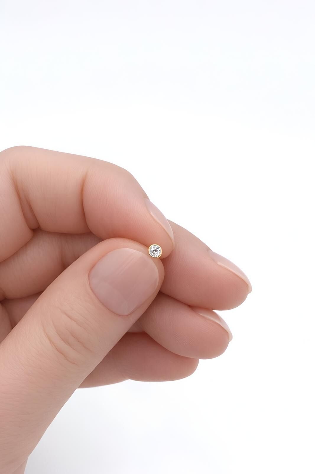 14 Ayar Altın Taşlı Burun Hızması - KP00986