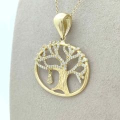 Kalp Sallantılı Çınar Ağacı Kolye Ucu - KLU0303