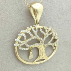 Kalp Sallantılı Çınar Ağacı Kolye Ucu - KLU0303