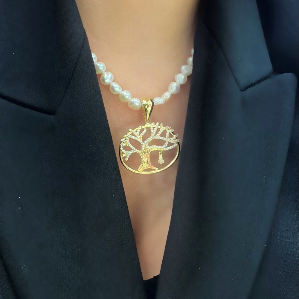 Kalp Sallantılı Çınar Ağacı Kolye Ucu - KLU0303