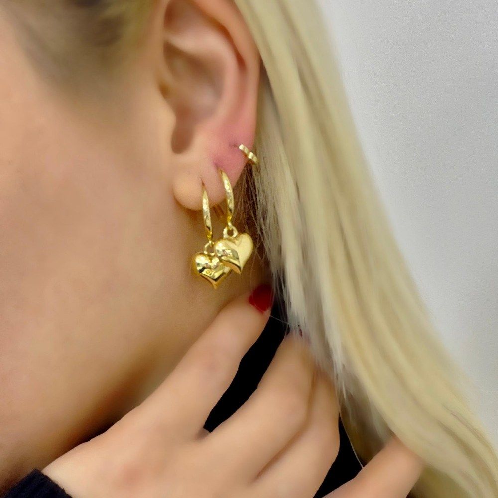 Kalp Sallantılı Halka Küpe - KP00629