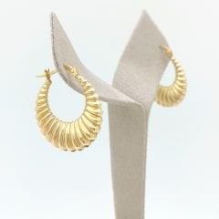 İşlemeli Oval Halka Küpe - KP00521