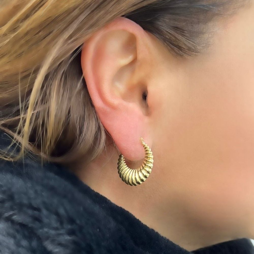 İşlemeli Oval Halka Küpe - KP00521