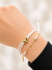 Kalpli Ayarlanabilir Beyaz İpli Bileklik - BLK1078