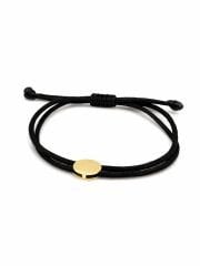 Oval Plaka Ayarlanabilir Siyah İpli Bileklik - BLK1081