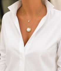 Beyaz Mineli Zincir Kolye - KLY1067