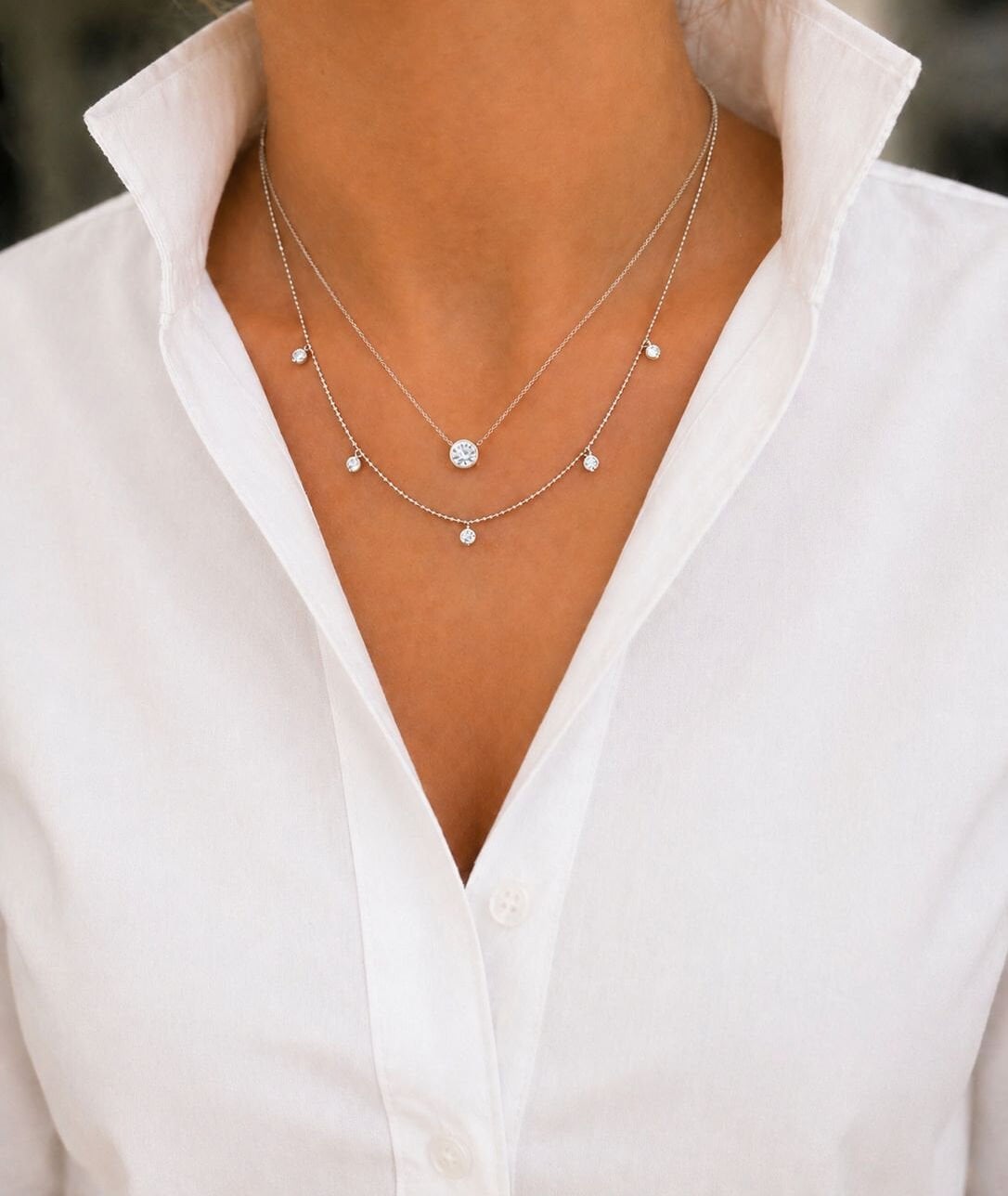 Taşlı Top Zincir Kolye - KLY1069