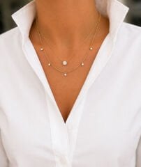 Taşlı Top Zincir Kolye - KLY1070