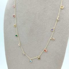 Renkli Yuvarlak Taşlı Kolye – KLY0893