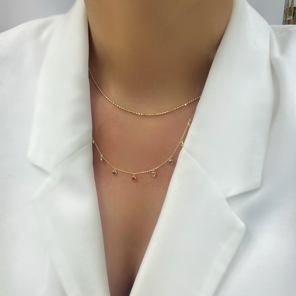 Renkli Yuvarlak Taşlı Kolye – KLY0893