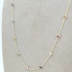 Renkli Kare Taşlı Kolye – KLY0892