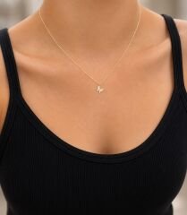Taşlı Kelebek Kolye - KLY1083
