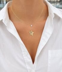 Taşlı Çoklu Yıldız Kolye - KLY1089