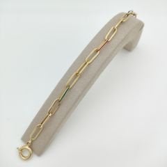 Renkli Mineli Yassı Halka Zincir Bileklik – BLK0593