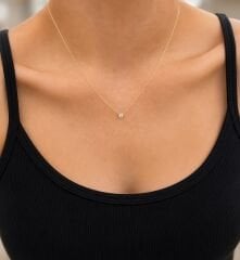 Minik Yuvarlak Tektaş Kolye - KLY1078