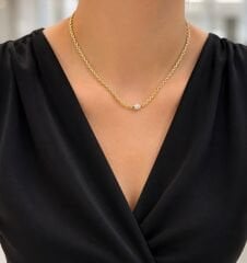 Taşlı Fixli Doç Zincir Kolye - KLY1092