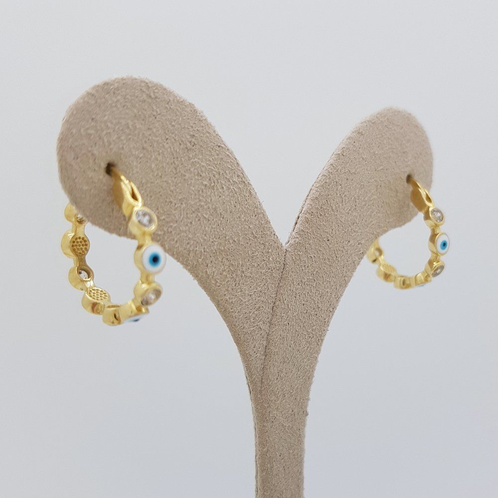 Taşlı Nazar Boncuklu Halka Küpe – KP00616