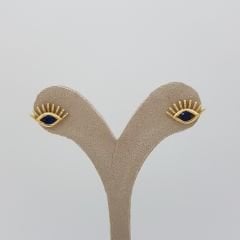 Kirpikli Mavi Göz Küpe – KP00494