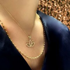 Taşlı Lotus Çiçeği Kolye Ucu – KLU0408