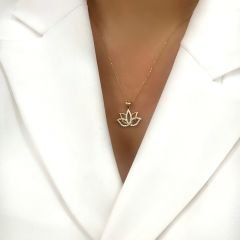 Taşlı Lotus Çiçeği Kolye Ucu – KLU0408