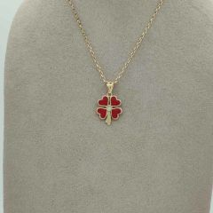 Kırmızı Mineli Yonca Kolye Ucu – KLU0367