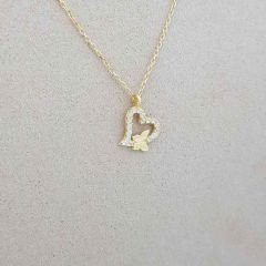 Taşlı Kelebekli Kalp Kolye – KLY0591