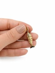 Taşlı Hareketli Balık Kolye Ucu - KLU0755