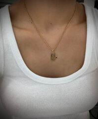 Taşlı Külçe Altın Kolye Ucu - KLU0761