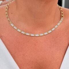 Taşlı Dikdörtgen Form Choker Kolye - KLY1157