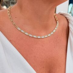 Taşlı Dikdörtgen Form Choker Kolye - KLY1157