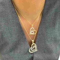 Taşlı İç İçe Kalpler Kolye Ucu – KLU0465