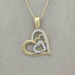 Taşlı İç İçe Kalpler Kolye Ucu – KLU0465